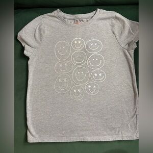 Cat & Jack Gray Tee with Smiley Faces